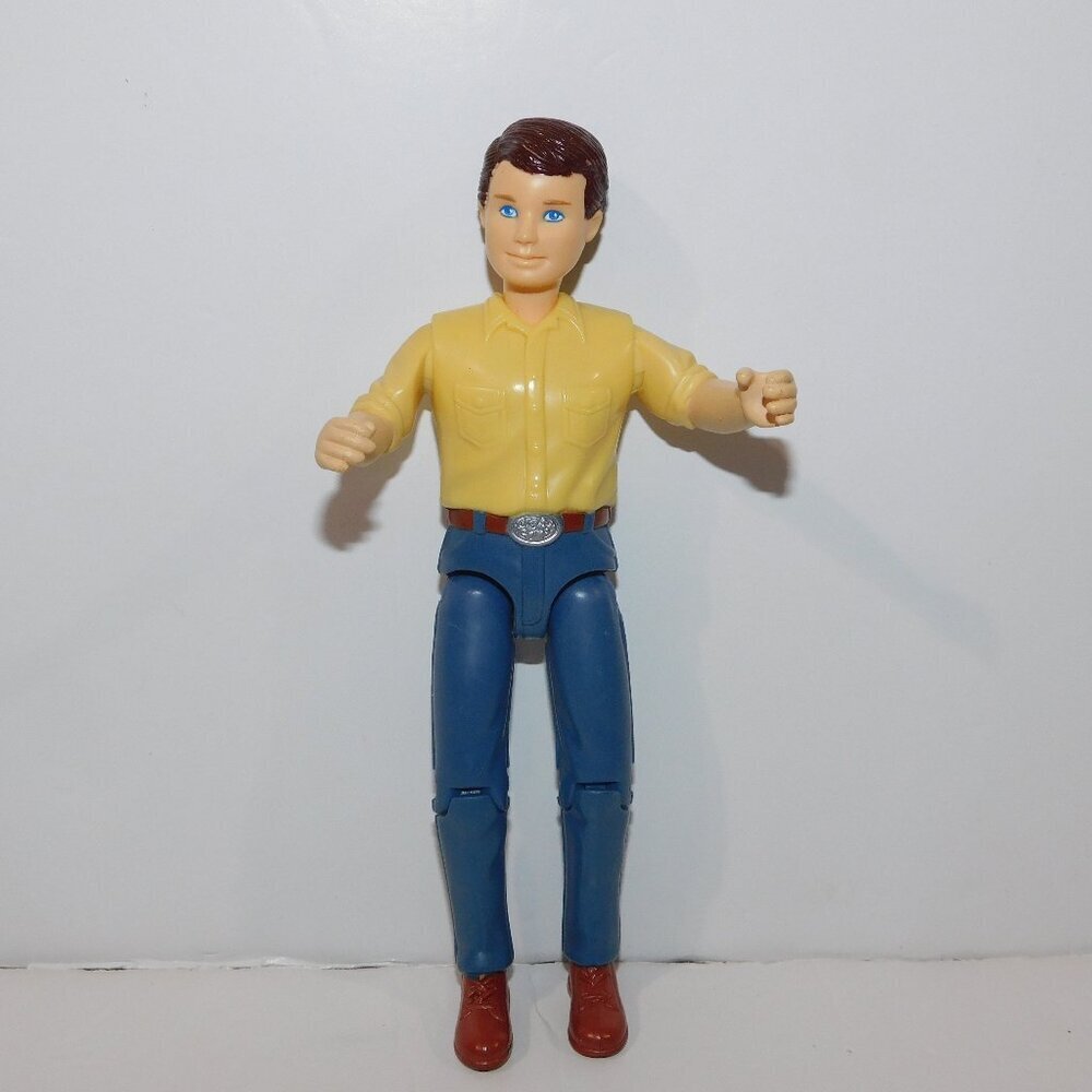Fisher Price Loving Family Dollhouse Brunette Dad Blue eyes Yellow Shirt VTG 90
